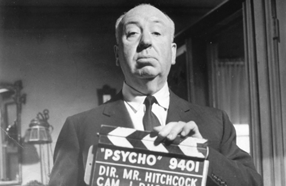 Alfred Hitchcock en el set de Psicosis